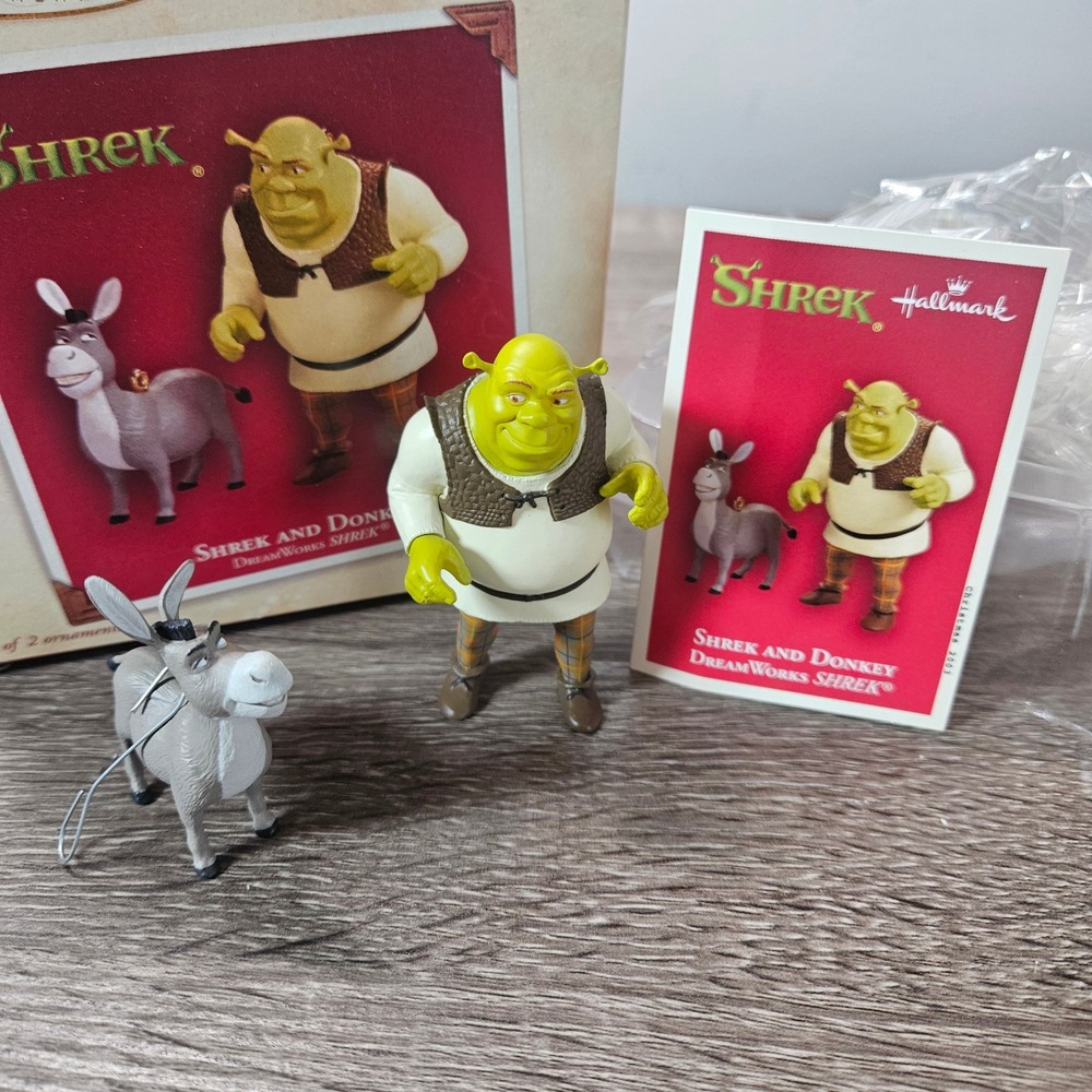 Hallmark Keepsake 2003 Shrek and Donkey Ornament Set DreamWorks QXI8759